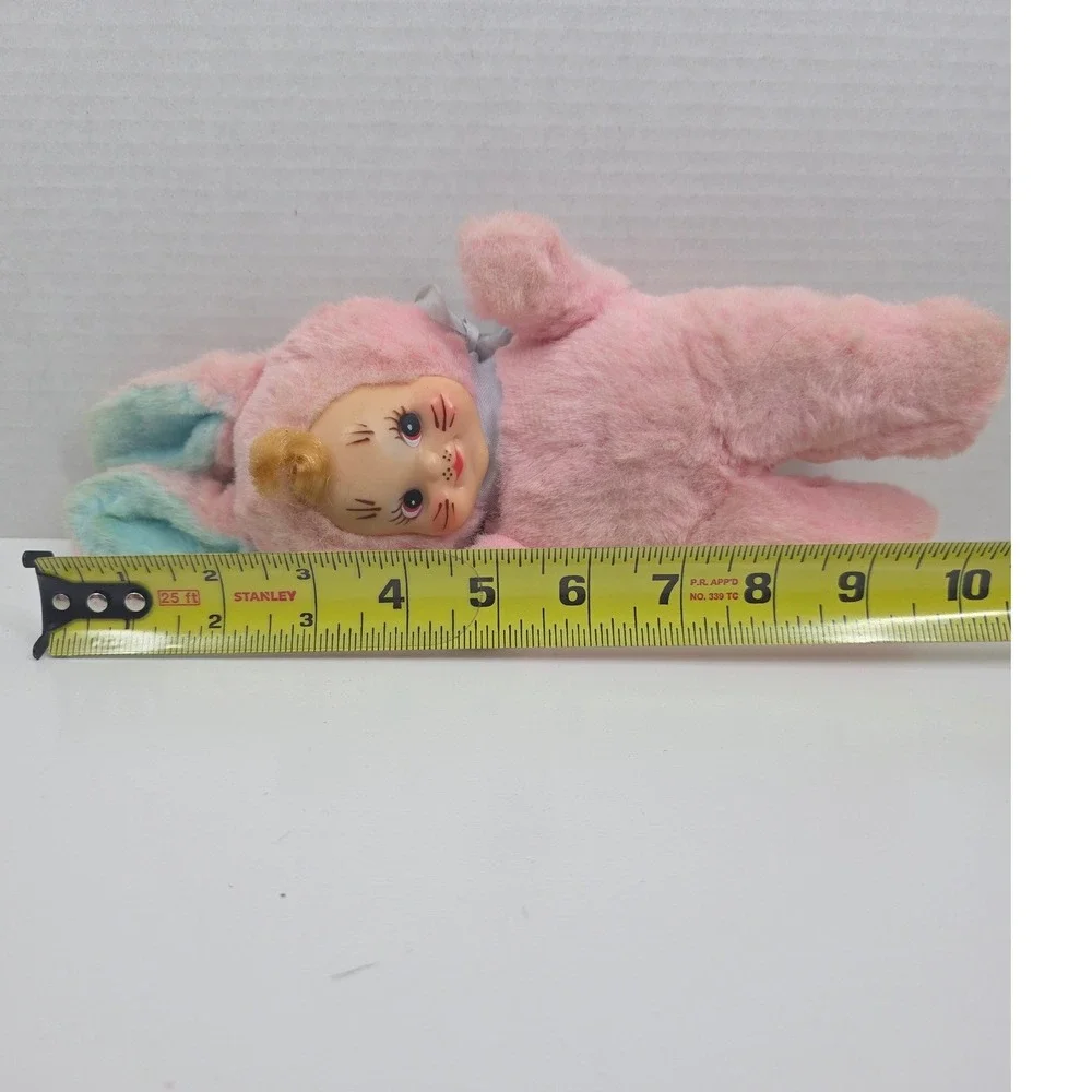 Vintage Rushton Star Creation Rubber Face Pink Bunny Plush Toy 10 Inch